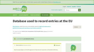 
                            4. Database used to record entries at the EU - una solicitud de ...