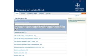
                            8. Databaser A-Ö - Stockholms universitetsbibliotek