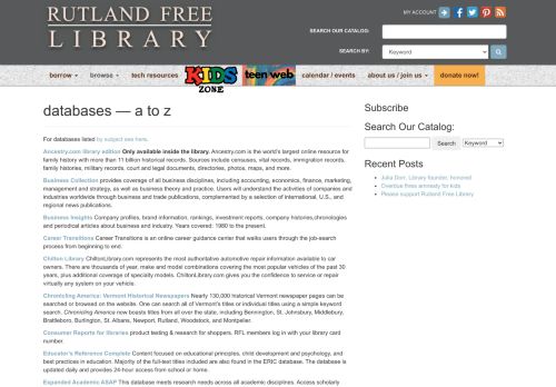 
                            5. databases -- a to z – Rutland Free Library