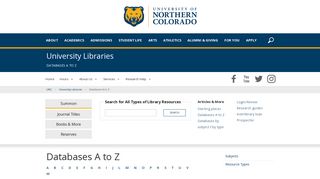 
                            6. Databases A to Z - University of Northern Colorado