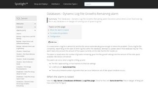 
                            6. Databases - Dynamic Log File Growths Remaining alarm | Spotlight ...