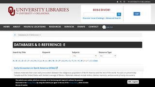 
                            8. Databases & E-Reference: E | University of Oklahoma Libraries