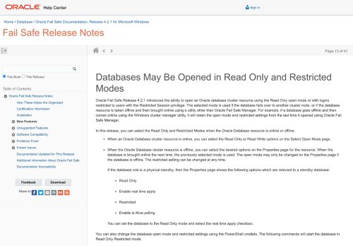 
                            10. Databases May Be Opened in Read Only and Restricted ...