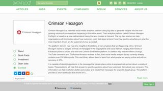 
                            5. Datafloq: Crimson Hexagon is a Social Media Analytics Platform