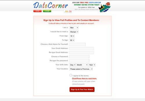 
                            3. DateCorner.co.za Join Now