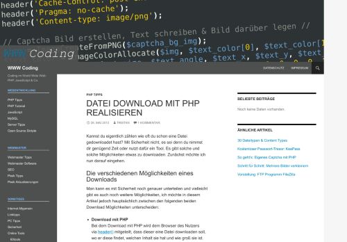 
                            11. Datei Download mit PHP realisieren (PHP Tipps) | WWW Coding