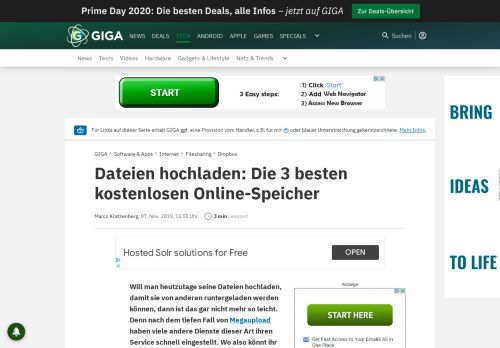 
                            8. Dateien hochladen: Die 3 besten kostenlosen Online-Speicher – GIGA