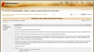 
                            6. Dateifreigabe - Samba - Scheitert wegen Rechte für Unterordner ...