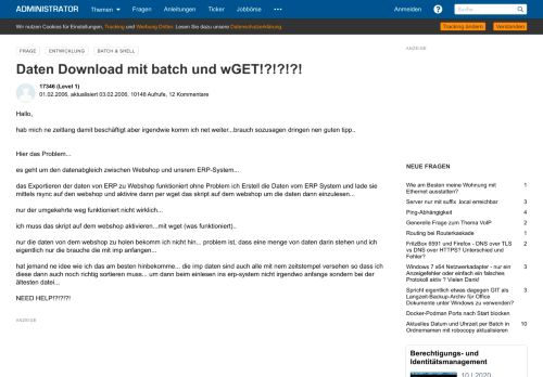 
                            7. Daten Download mit batch und wGET - Administrator