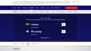 
                            1. Daten | Hacken - RB Leipzig | 02.08.2018 - Sky Sport