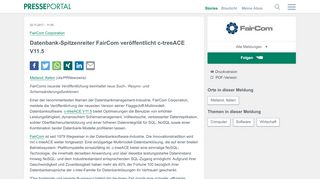 
                            1. ▷ Datenbank-Spitzenreiter FairCom veröffentlicht c-treeACE V11.5 ...