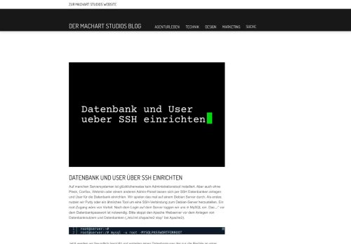 
                            5. Datenbank und User über SSH einrichten - Der Machart Studios Blog