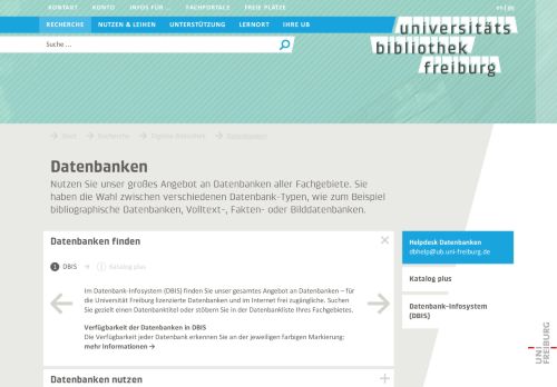 
                            7. Datenbanken: Universitätsbibliothek Freiburg