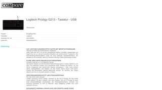
                            8. Datenblatt: Logitech Prodigy G213 - Tastatur - USB - COMpare