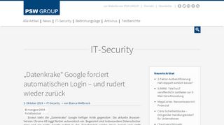 
                            12. „Datenkrake“ Google forciert automatischen Login – und rudert wieder ...