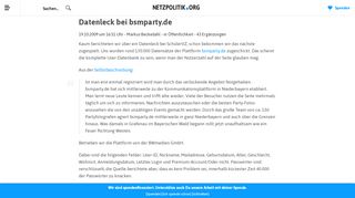 
                            2. Datenleck bei bsmparty.de – netzpolitik.org