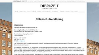
                            9. Datenschutz | DIE ZEIT Verlagsgruppe