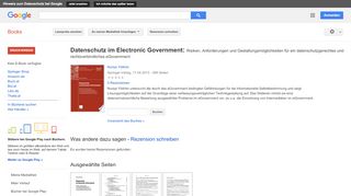 
                            8. Datenschutz im Electronic Government: Risiken, Anforderungen und ...