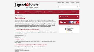 
                            6. Datenschutz - Stiftung Jugend forscht e. V.