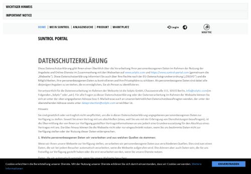 
                            2. Datenschutz - Suntrol Portal