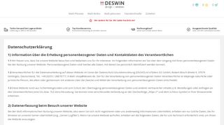 
                            2. Datenschutzerklärung - DESWIN® Design for Windows