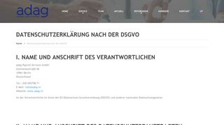 
                            8. Datenschutzerklärung nach der DSGVO – adag.tv