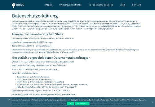 
                            10. Datenschutzerklärung - qnips