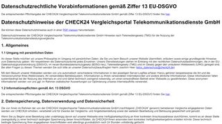 
                            11. Datenschutzhinweise der CHECK24 Vergleichsportal ...