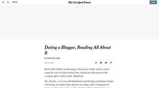 
                            8. Dating a Blogger, Reading All About It - The New York Times