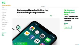 
                            2. Dating app Hinge is ditching the Facebook login requirement ...