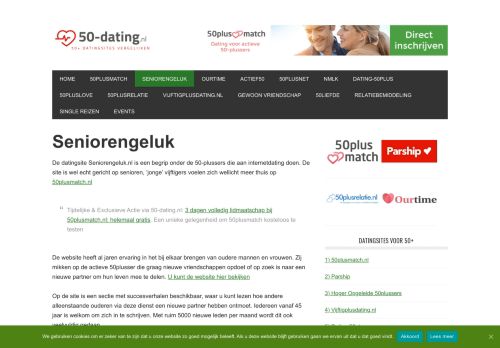 
                            7. Datingsite voor 50 Plus Seniorengeluk. Review en ervaringen