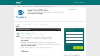 
                            1. Datum und Uhrzeit der letzten Anmeldung am Portal - Gruppe ... - Xing