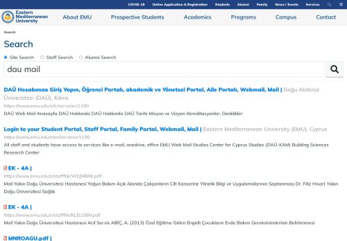 
                            12. dau mail | Search | Eastern Mediterranean University (EMU), Cyprus