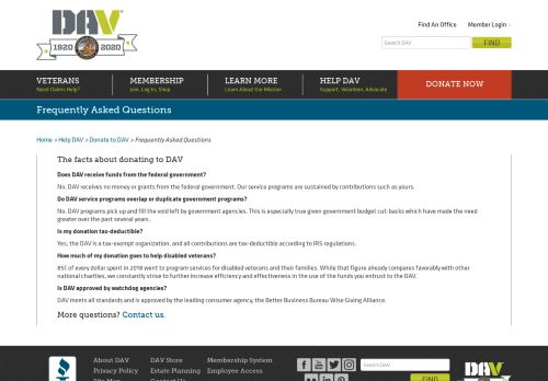 
                            7. DAV FAQ - Frequently Asked Questions - Disabled American Veterans ...