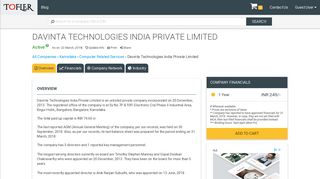 
                            2. Davinta Technologies India Private Limited - Financial Reports ... - Tofler