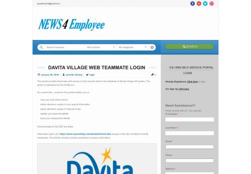 
                            3. Davita Village Web Teammate Login | News For Employee