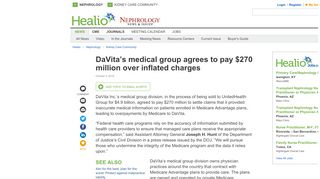 
                            13. DaVita's medical group agrees to pay $270 million over inflated charges