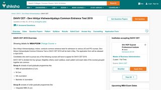 
                            11. DAVV CET 2019 Exam: Registration, Syllabus, Results, Dates at ...