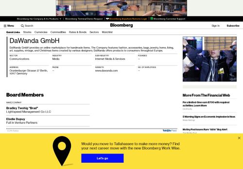 
                            13. DaWanda GmbH: Company Profile - Bloomberg