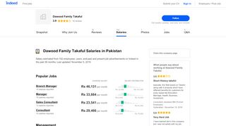 
                            11. Dawood Family Takaful Salaries in Pakistan | Indeed.com.pk