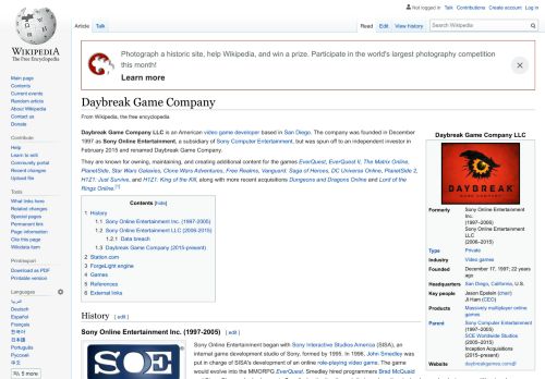 
                            7. Daybreak Game Company – Wikipedia