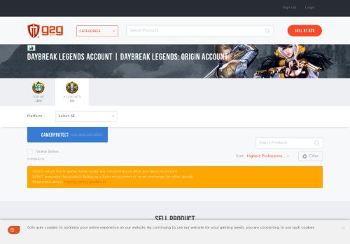 
                            4. Daybreak Legends: Origin Account - Buy & Sell Securely At G2G.com