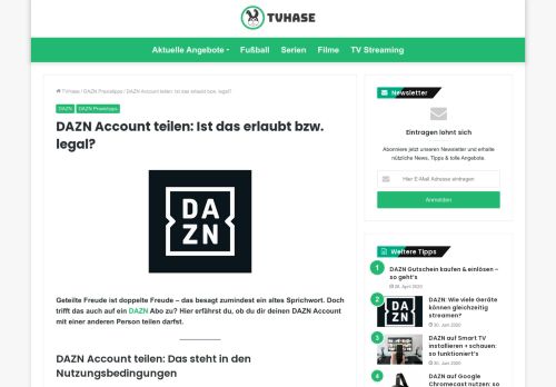 
                            8. DAZN Account teilen: Ist das erlaubt bzw. legal? - StreamingNerd.de