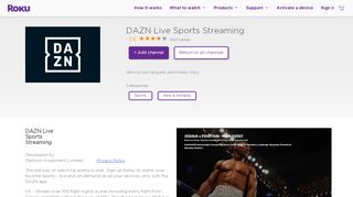 
                            13. DAZN Live Sports Streaming | Roku Channel Store | Roku