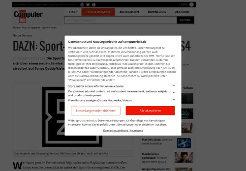 
                            7. DAZN: Sport-Streamingdienst auf PS4 - COMPUTER BILD SPIELE