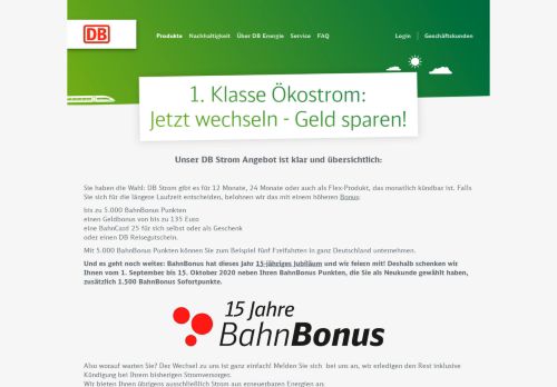 
                            5. DB Strom Produkte - 100% Ökostrom und Bahnprämien