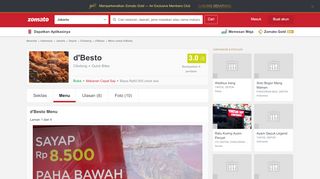 
                            9. d'Besto Menu, Menu untuk d'Besto, Cilodong, Depok - Zomato Indonesia