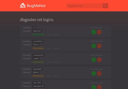 
                            7. dbgpoker.net passwords - BugMeNot