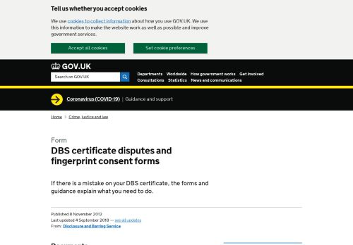 
                            13. DBS certificate disputes and fingerprint consent forms - GOV.UK