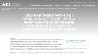 
                            8. DBS Partners with ACI Worldwide to Deliver a First-of-its-kind Online ...